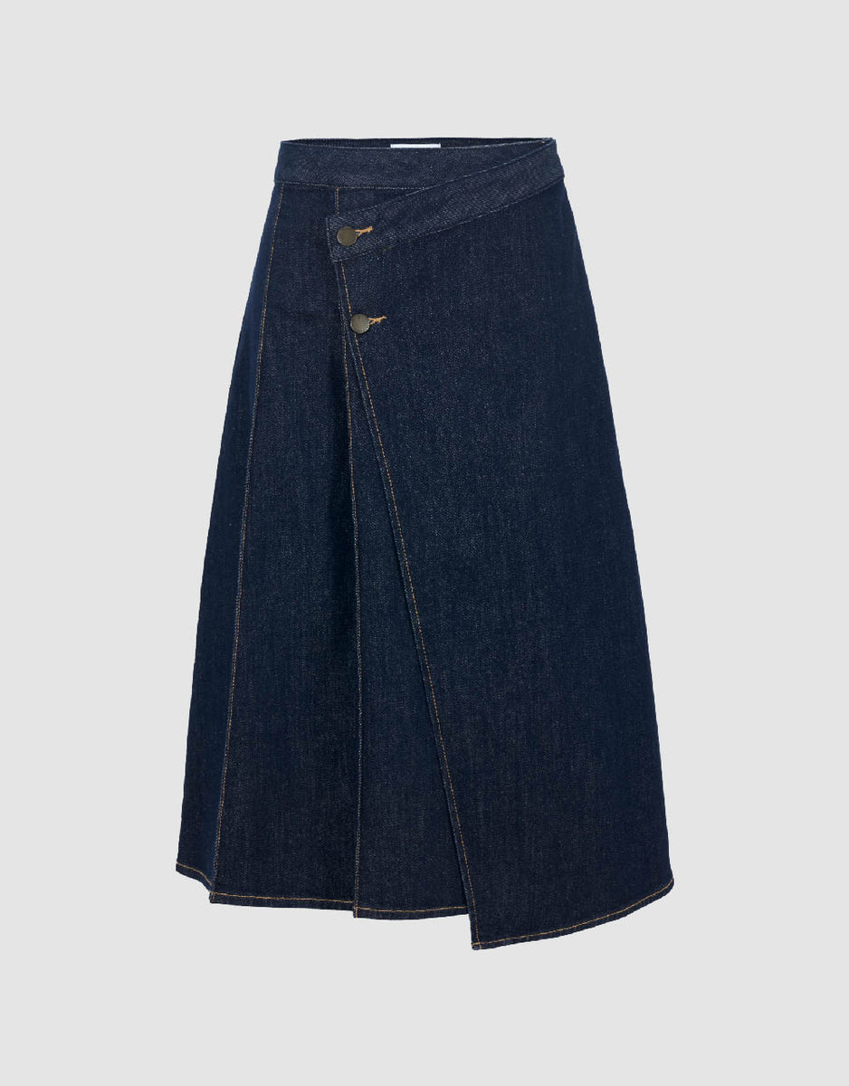 Midi A Line Denim Skirt Urban Revivo