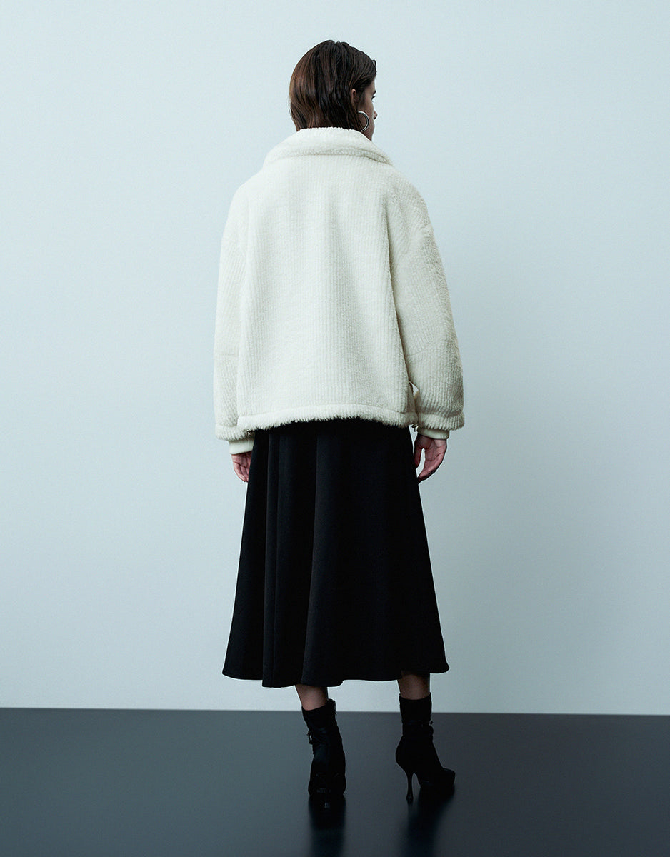 Stand Collar Furry Coat – Urban Revivo