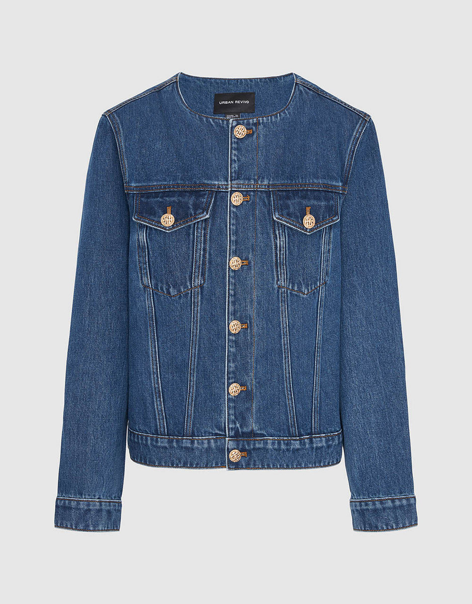 Crew Neck Denim Jacket – Urban Revivo