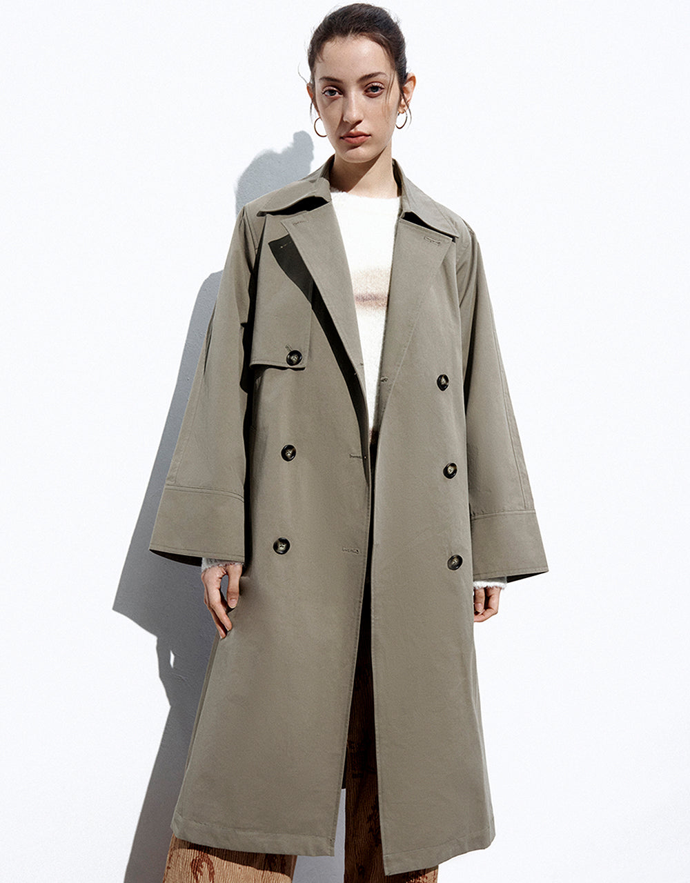 Raglan Sleeve Long Trench Coat