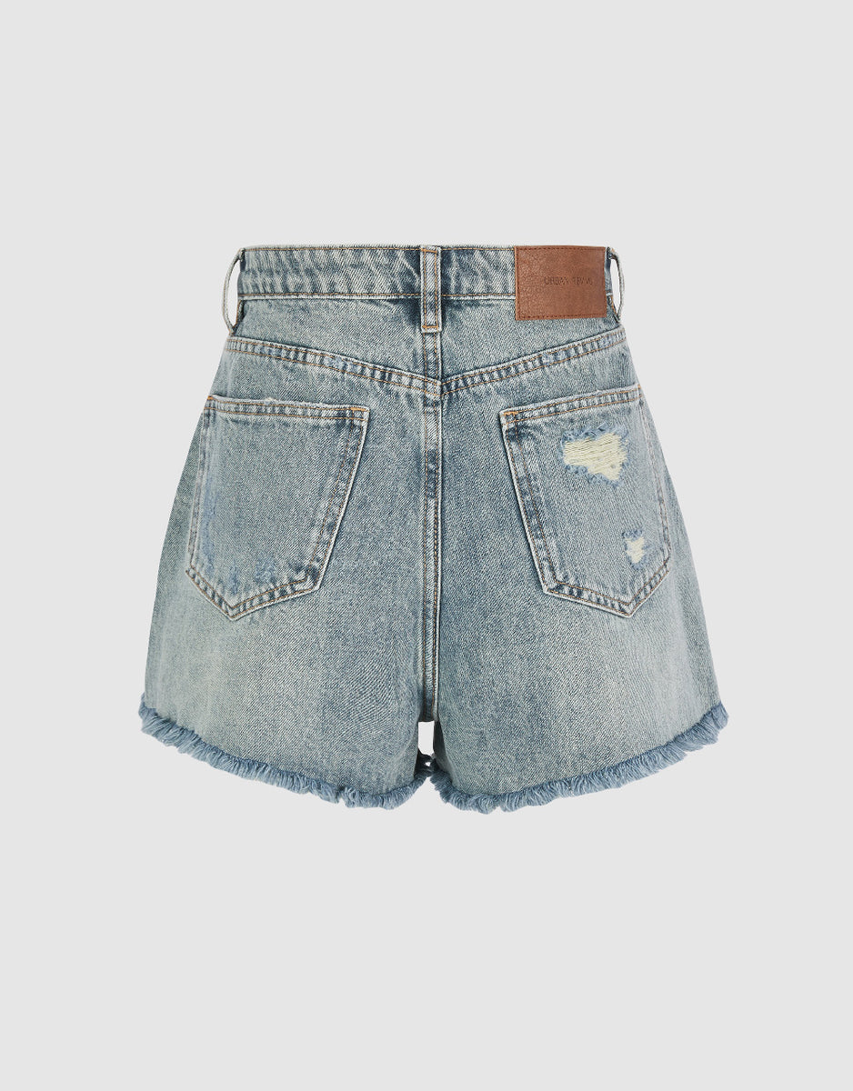 Raw Hem Denim Shorts – Urban Revivo