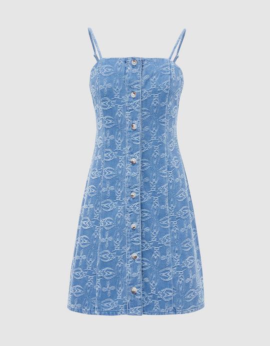 Urban Bliss Blue Denim Strappy Tiered Cami Dress