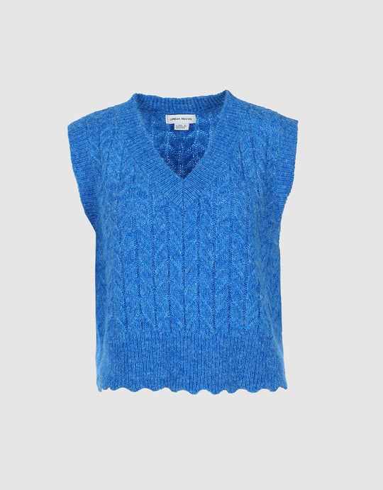 Être Cécile Etre Cecile Swirl Knitted Football Jersey-Navy/Clear Water Blue  (Knitwear,Tops)