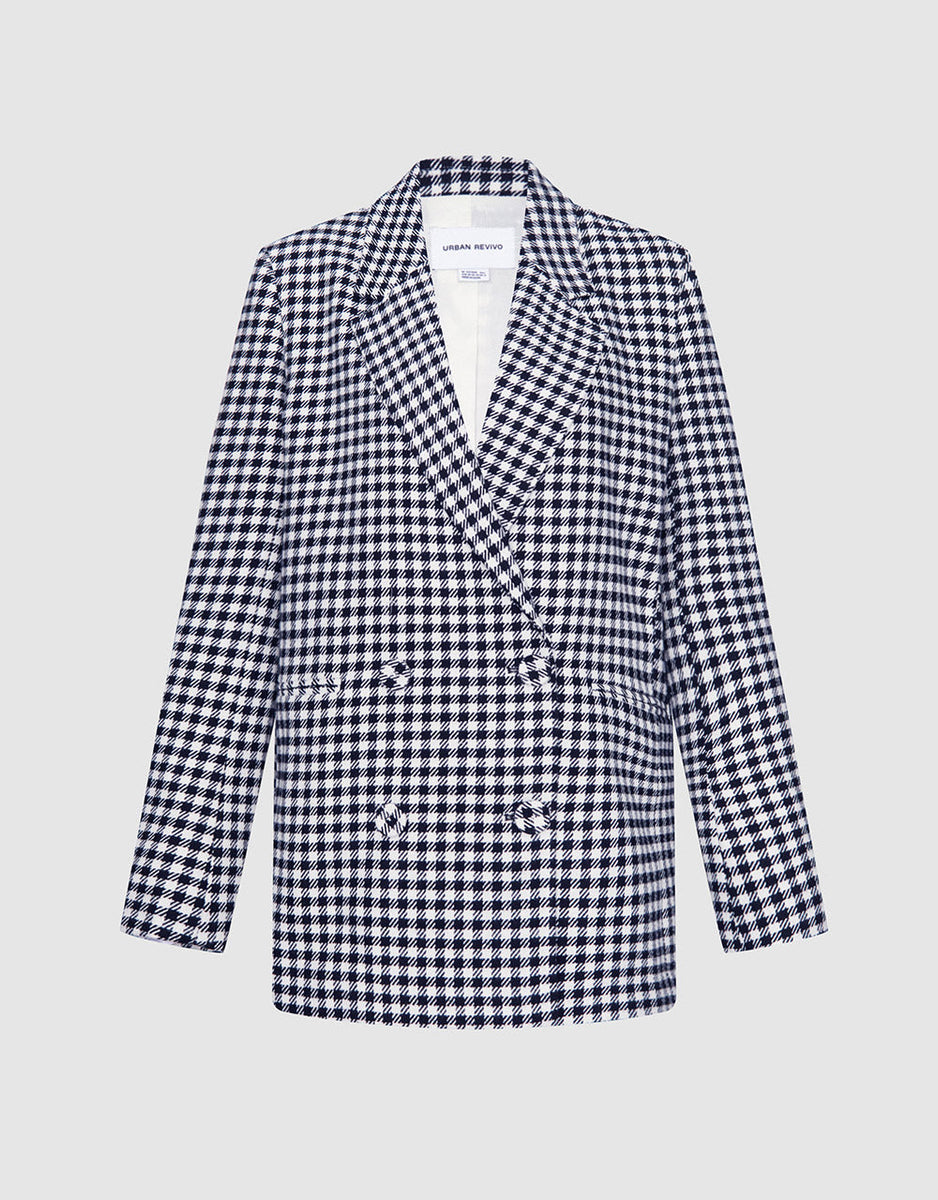 Plaid Double Breasted Blazer – Urban Revivo