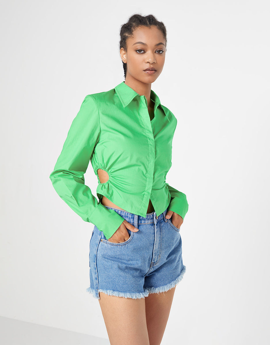 Ruched Button Up Blouse – Urban Revivo