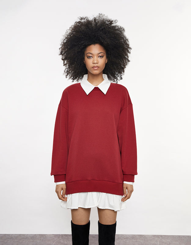 Faux Sweater Shirt Dress