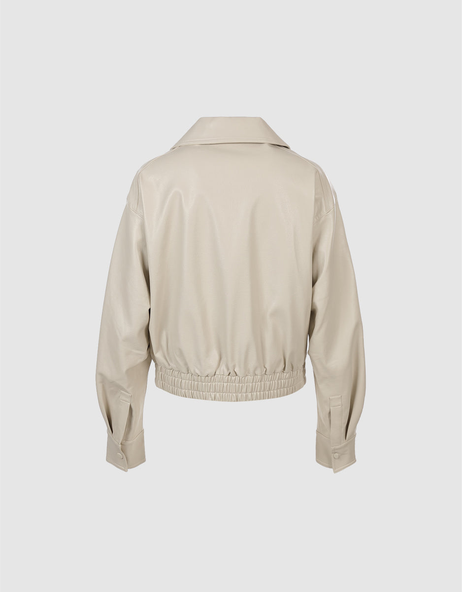 Drop Shoulder Vegan Leather Jacket – Urban Revivo