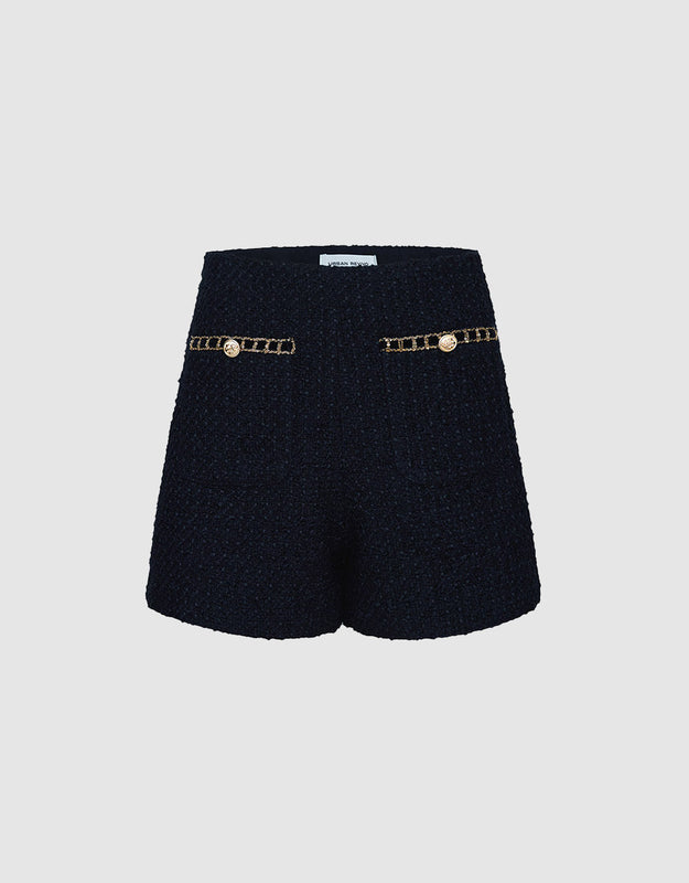 Shorts mit Bouclé-Paillettendetail