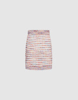 Contrast Trim Colorful Tweed Knitted Skirt