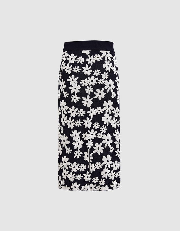 Floral Print Knit Skirt W_Knitted Skirts Urban Revivo Fashion 