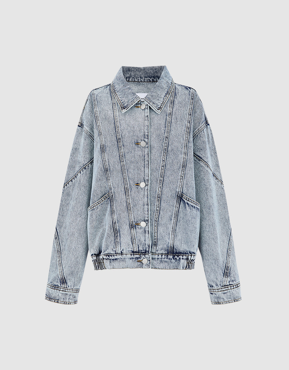 Oversized Stitch Detail Denim Jacket – Urban Revivo