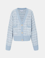 Pocket Tweed Plaid Cardigan W_Knitted Cardigans Urban Revivo Fashion Light Blue L 